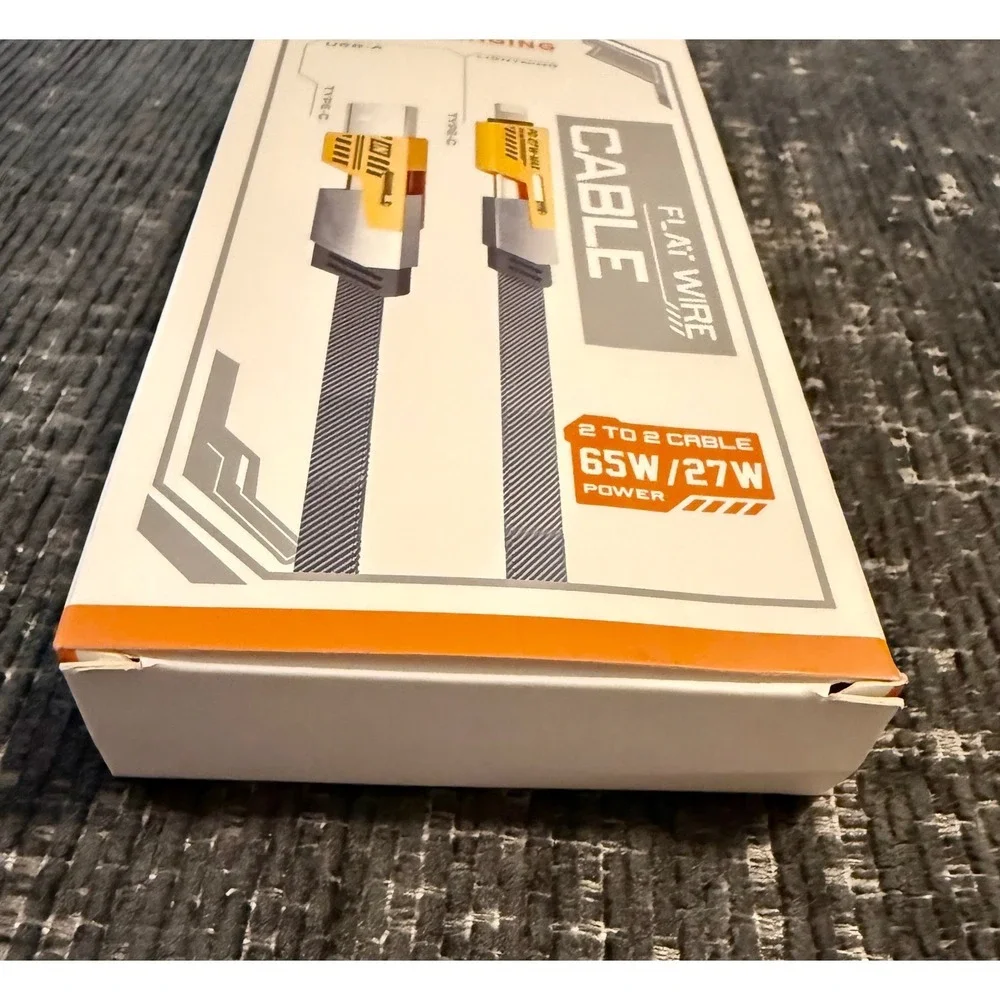 4-in-1 Flat Wire Charging Cable 1M NEW 65W USB-C Lightning Multi Port